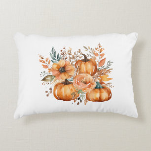 Thanksgiving Watercolor Pumpkin Floral Pattern Decorative Cushion