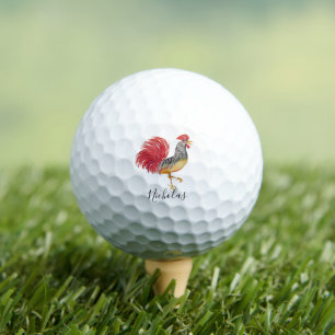 Thanksgiving Watercolor Rooster Personalised Golf Balls