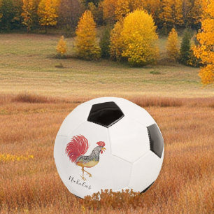 Thanksgiving Watercolor Rooster Personalised Soccer Ball