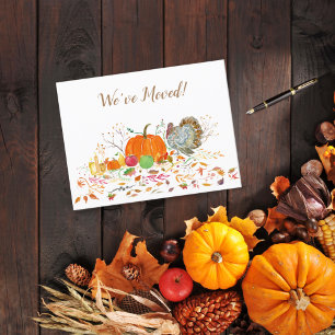 Thanksgiving Watercolor We've Moved Announcement Postcard