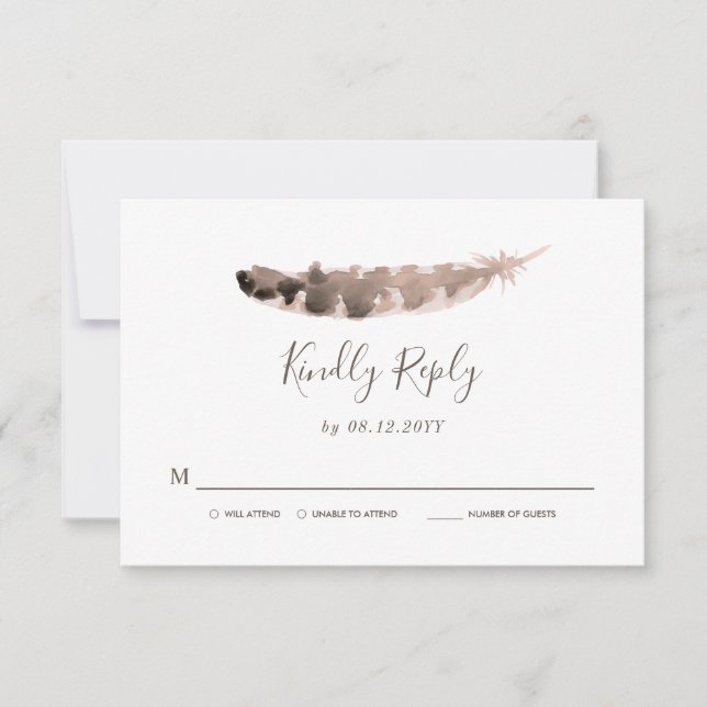 Thanksgiving Wedding | Bright Turkey Feather RSVP (Front)