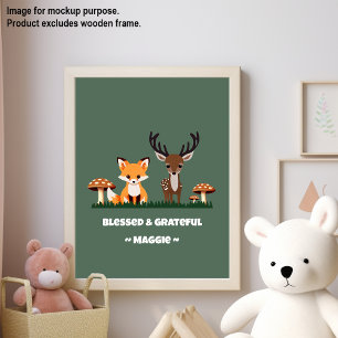 Thanksgiving Whimsical Woodlands Custom Name Poster