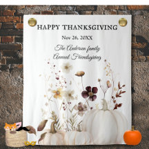 Thanksgiving White Pumpkin Flower Picture Backdrop