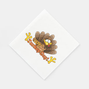 Thanksgiving/White Standard Luncheon Napkin/Turkey Napkin