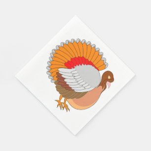 Thanksgiving/White Standard Luncheon Napkin/Turkey Napkin