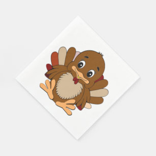 Thanksgiving/White Standard Luncheon Napkin/Turkey Napkin