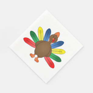 Thanksgiving/White Standard Luncheon Napkin/Turkey Napkin
