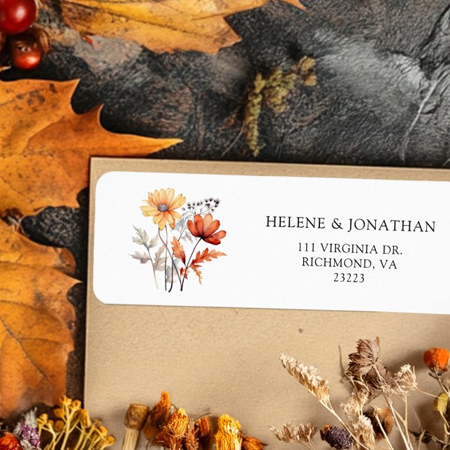 Thanksgiving Wildflower Rustic Fall Return Address Return Address Label (Thanksgiving Wildflower Rustic Fall Return Address Label)