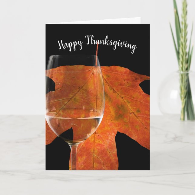 Thanksgiving Wine and Leaf Holiday Card (Front)
