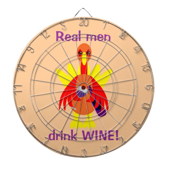 Thanksgiving Wine Drinking Turkey Dartboard (Front)