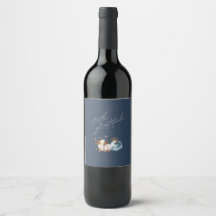 Thanksgiving Wine Label, Floral, Pumpkin 