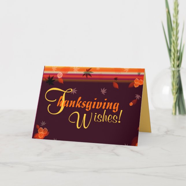 Thanksgiving Wishes (Blank Inside) Holiday Card (Front)