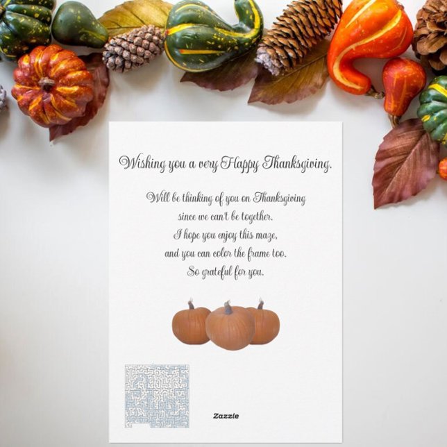 Thanksgiving Wishes Frame Maze | Pumpkins White Holiday Card (Creator Uploaded)