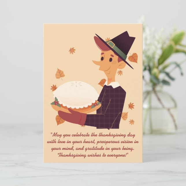 Thanksgiving wishes Hand Drawn Illustrator Holiday Card (Standing Front)