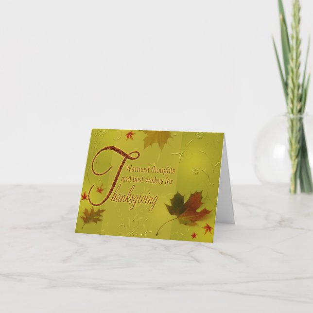 Thanksgiving Wishes Leaves - Greeting Card (Front)