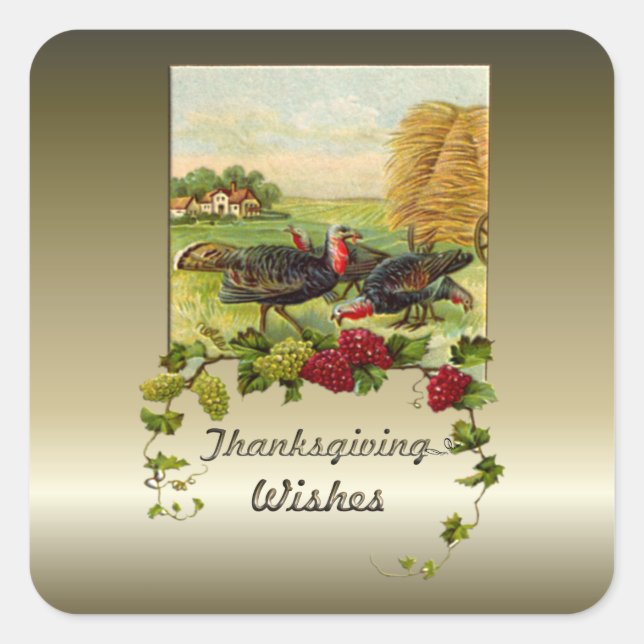 Thanksgiving Wishes Square Sticker (Front)