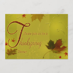 Thanksgiving Wishes Typography Leaves - Invitation