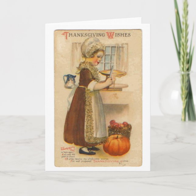 Thanksgiving Wishes Vintage Greeting Card (Front)
