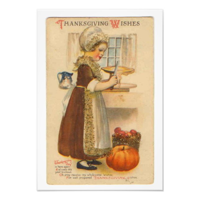 Thanksgiving Wishes Vintage Photo Print (Front)