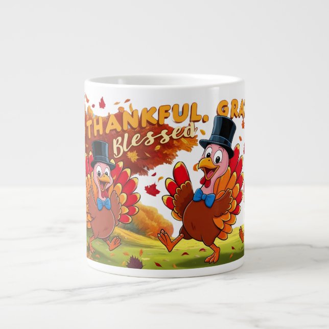Thanksgiving With Gratitude Quotes  Large Coffee Mug (Front)