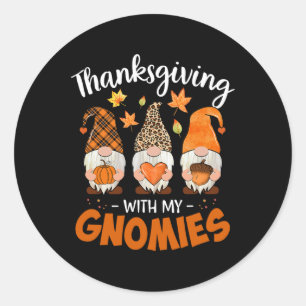 Thanksgiving With My Gnomie Leopard Women Teacher Classic Round Sticker