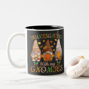 Thanksgiving With My Gnomies Fall Autumn Gnome Two-Tone Coffee Mug