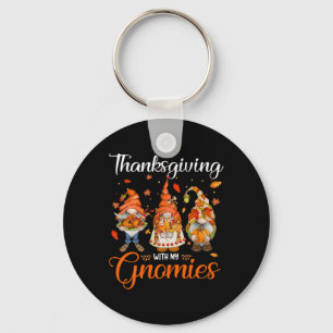 Thanksgiving With My Gnomies Funny Autumn Gnomes L Key Ring