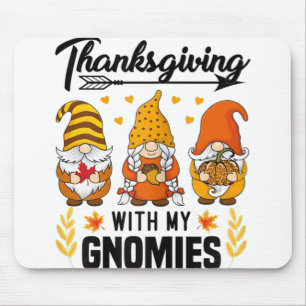 Thanksgiving With My Gnomies Funny Pumpkin Autumn Mouse Pad