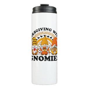 Thanksgiving With My Gnomies Funny Pumpkin Autumn Thermal Tumbler