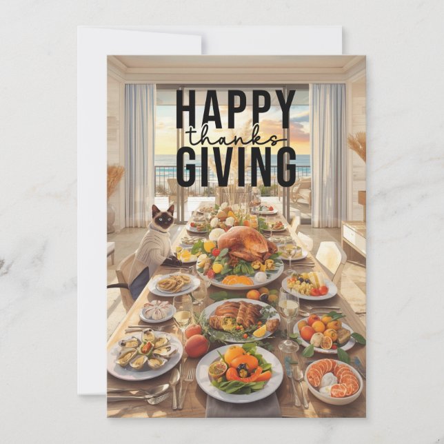 Thanksgiving  with Turkey save the date invitation (Front)