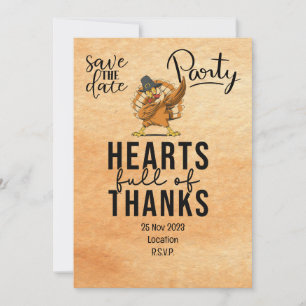 Thanksgiving  with Turkey save the date invitation