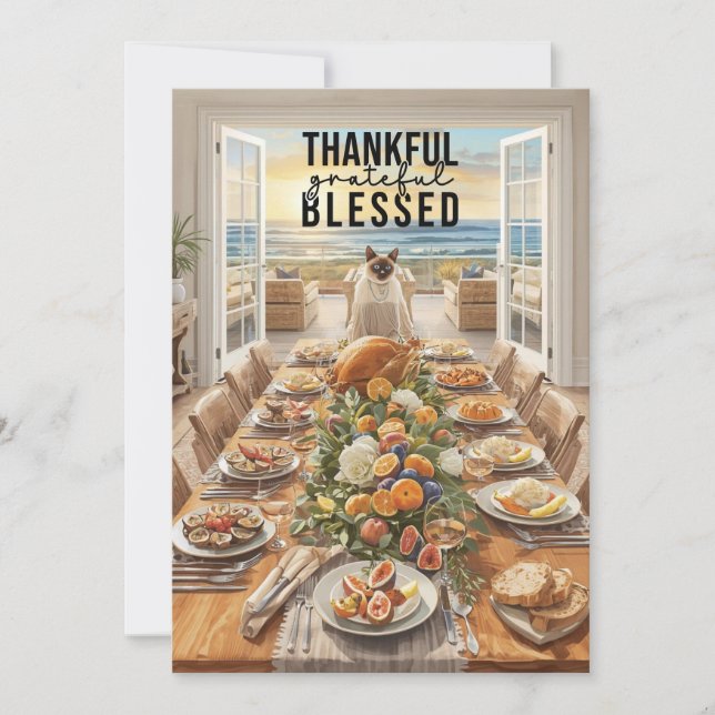 Thanksgiving  with Turkey save the date invitation (Front)