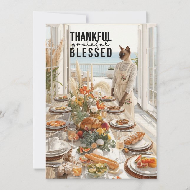 Thanksgiving  with Turkey save the date invitation (Front)
