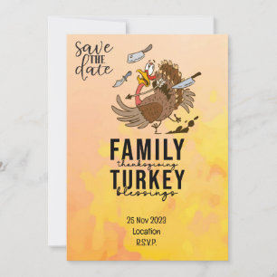 Thanksgiving with Turkey save the date invitation