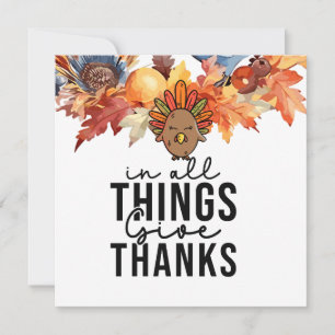 Thanksgiving with turkey thank you card