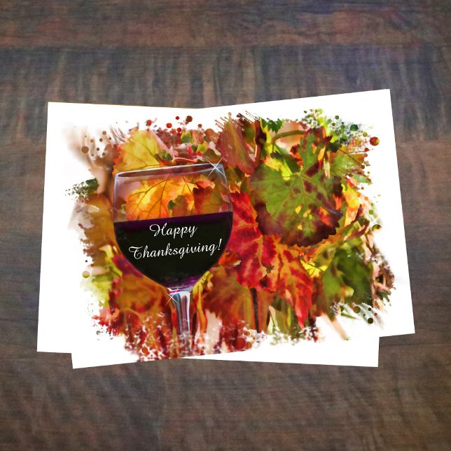 Thanksgiving with Wine Fall Vineyard Fun Holiday Card (Creator Uploaded)