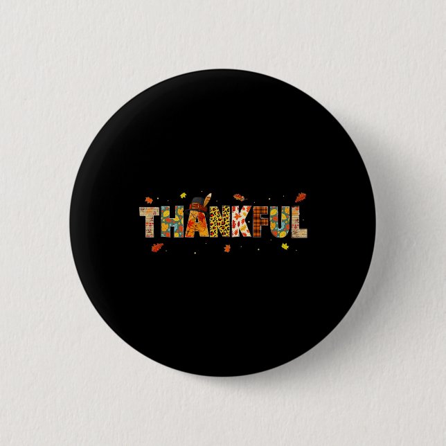 Thanksgiving Women Men Thankful Autumn Fall  6 Cm Round Badge (Front)