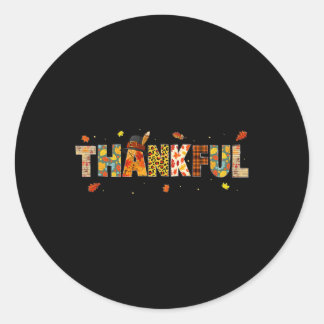 Thanksgiving Women Men Thankful Autumn Fall Classic Round Sticker