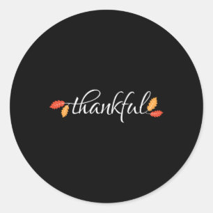 Thanksgiving Women Men Thankful Autumn Fall Classic Round Sticker