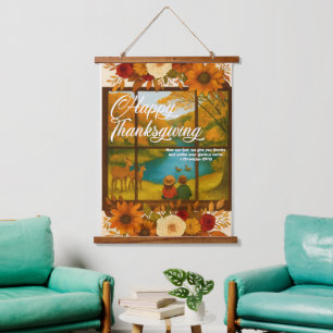 Thanksgiving Wood Topped Wall Tapestry