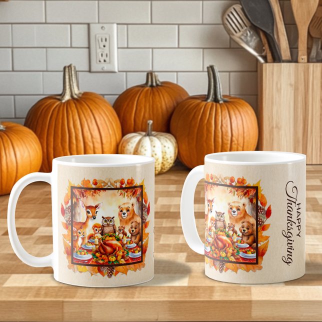 Thanksgiving Woodland Animals Autumn Leaves Coffee Mug (Creator Uploaded)