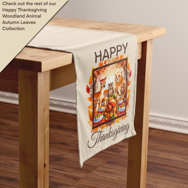 Thanksgiving Woodland Animals Autumn Leaves Medium Table Runner (Creator Uploaded)