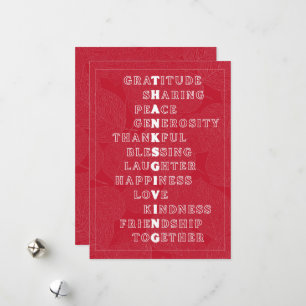 Thanksgiving Word Art in Various Colors Holiday Card
