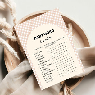 Thanksgiving word scramble baby shower game card