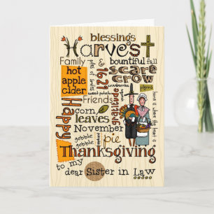 Thanksgiving Wordcloud - Sister in Law Holiday Card