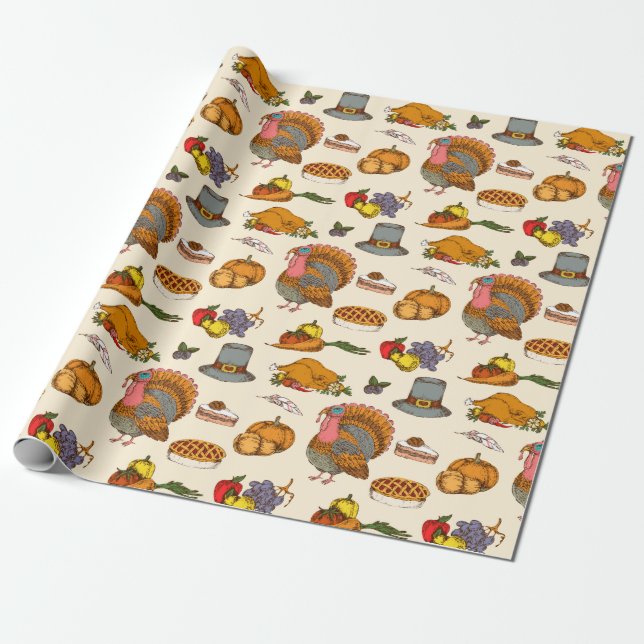 Thanksgiving Wrapping Paper (Unrolled)