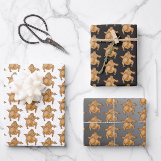 Thanksgiving Wrapping Paper Flat Sheet Set of 3