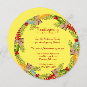 Thanksgiving Wreath Dinner Invitation