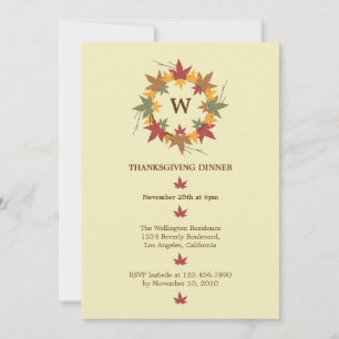 Thanksgiving Wreath Dinner Party Invitation