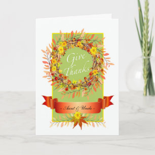 Thanksgiving Wreath for Aunt Uncle Custom Front Card